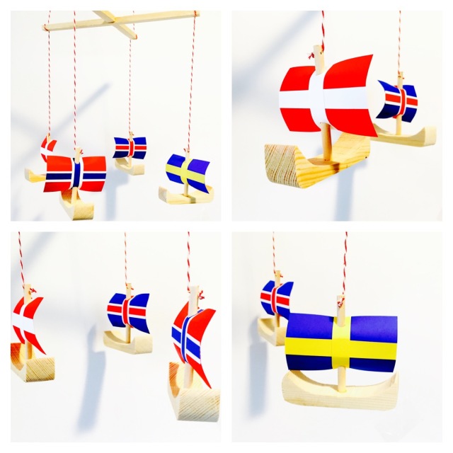 Scandinavian flags boat mobile